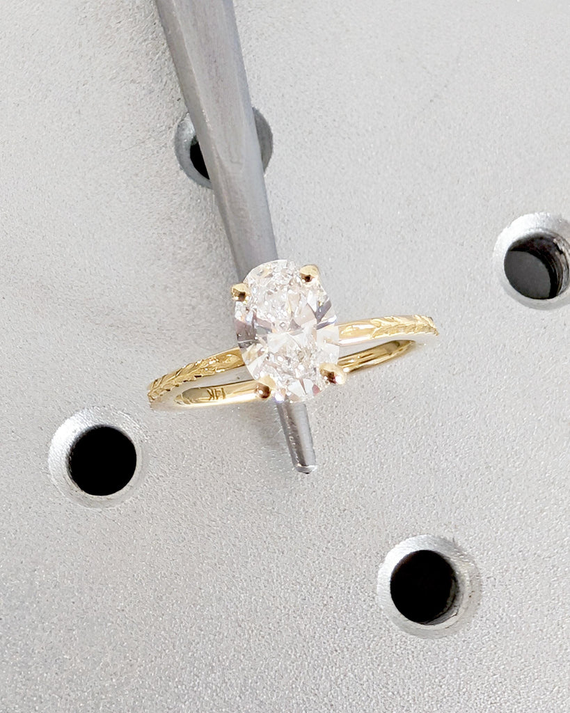 Oval Moissanite Engagement Ring, 14K Solid Gold Olive Leaf Ring, Olive Branch Band Ring, Nature Laurel Leaf Ring, Anniversary Gift for Wife image #8