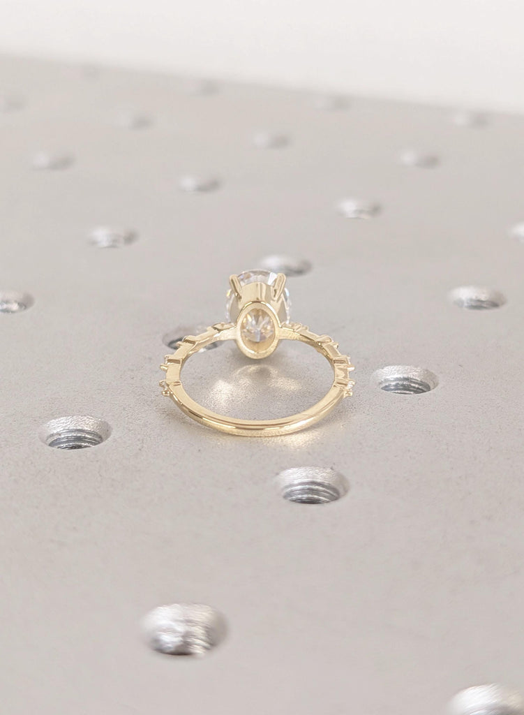 14K Yellow Gold Engagement Rings, Solid Gold Woman's Ring, Diamond Jewelry, Unique Lab Grown Diamond Ring, Wedding Ring, Anniversary Ring image #3