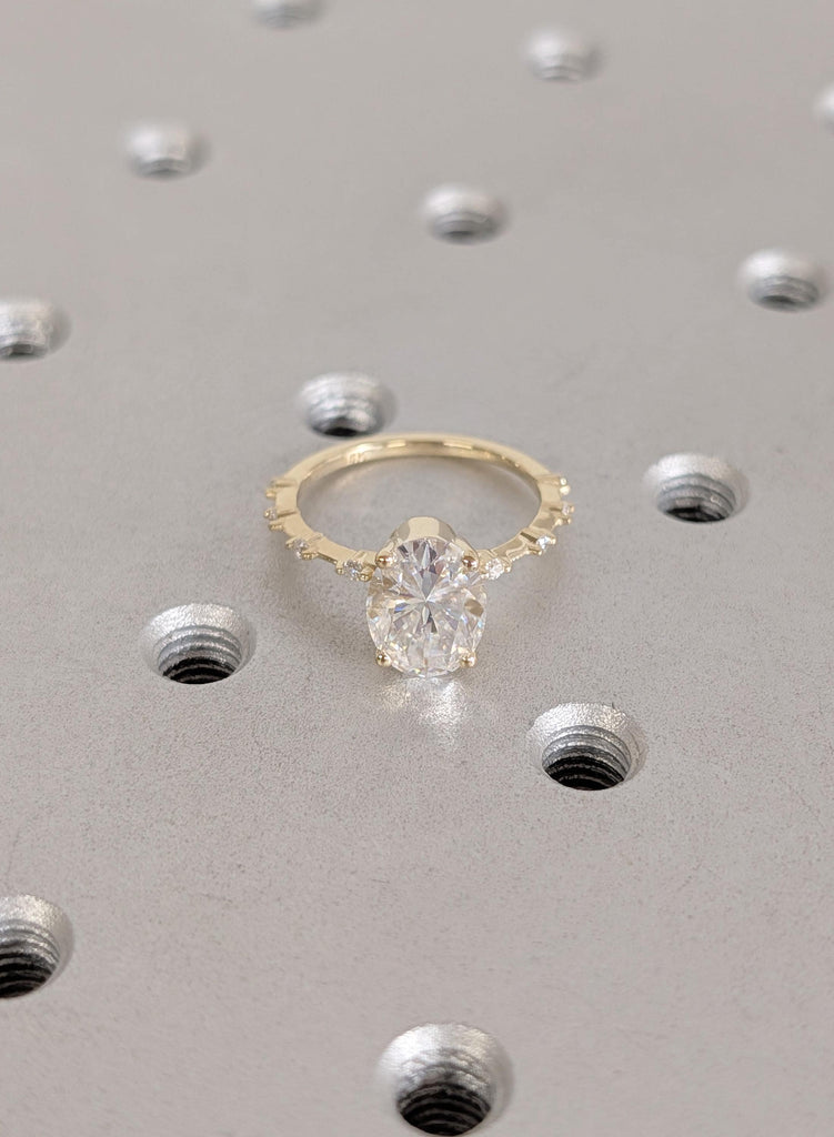 14K Yellow Gold Engagement Rings, Solid Gold Woman's Ring, Diamond Jewelry, Unique Lab Grown Diamond Ring, Wedding Ring, Anniversary Ring image #5