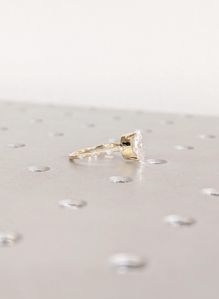 14K Yellow Gold Engagement Rings, Solid Gold Woman's Ring, Diamond Jewelry, Unique Lab Grown Diamond Ring, Wedding Ring, Anniversary Ring image #6