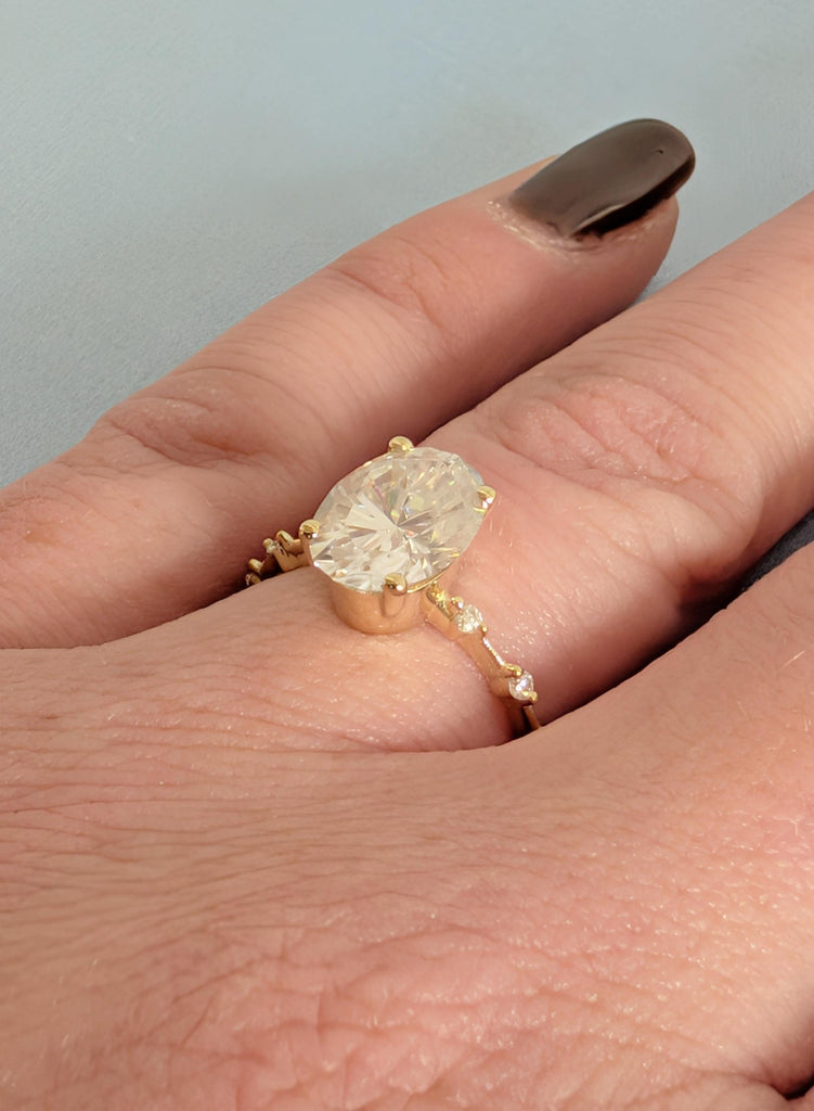 14K Yellow Gold Engagement Rings, Solid Gold Woman's Ring, Diamond Jewelry, Unique Lab Grown Diamond Ring, Wedding Ring, Anniversary Ring image #8