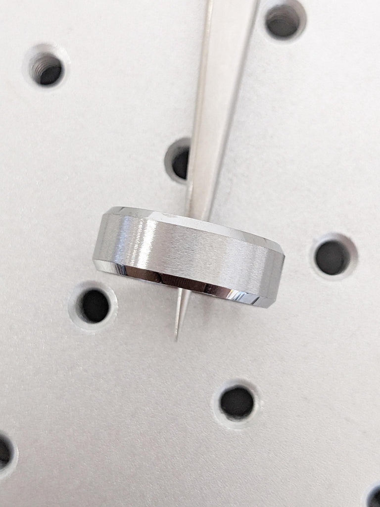 Beveled Edge Wedding Band, Mens Promise Ring, Brushed Finished Tungsten Ring image #6