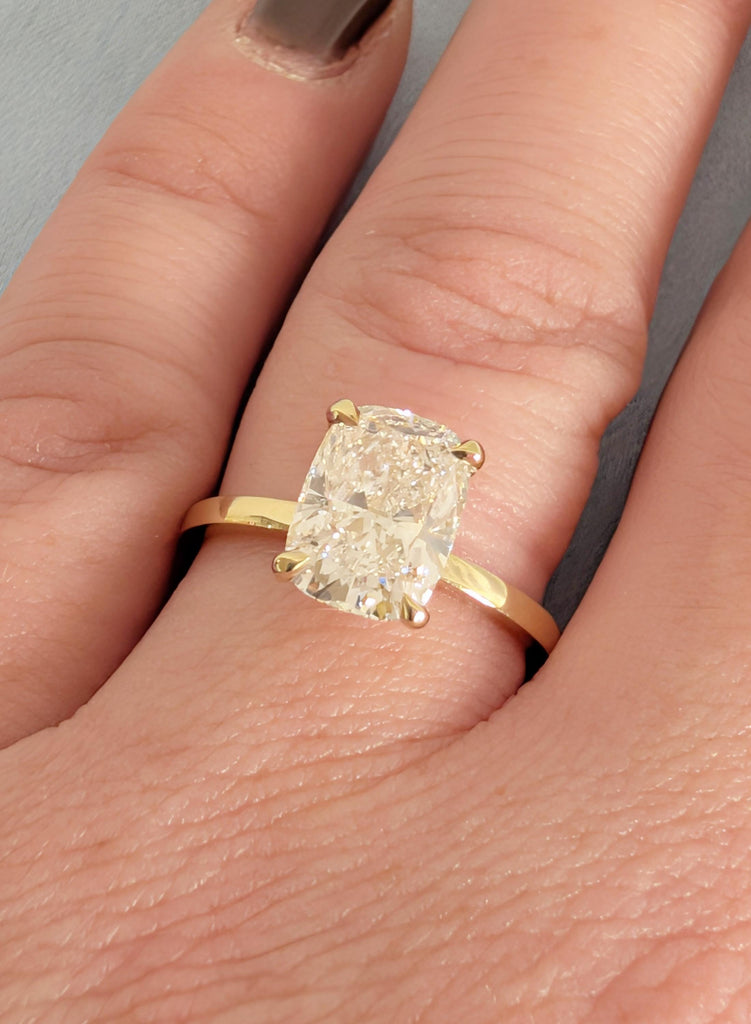 Moissanite Engagement Rings, Cushion Cut Moissanite Ring, 14K Yellow Gold Solitaire Wedding Ring, Rings For Woman, Statement Ring, Gold Ring image #4