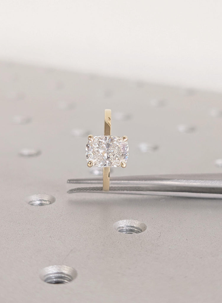 Moissanite Engagement Rings, Cushion Cut Moissanite Ring, 14K Yellow Gold Solitaire Wedding Ring, Rings For Woman, Statement Ring, Gold Ring image #13