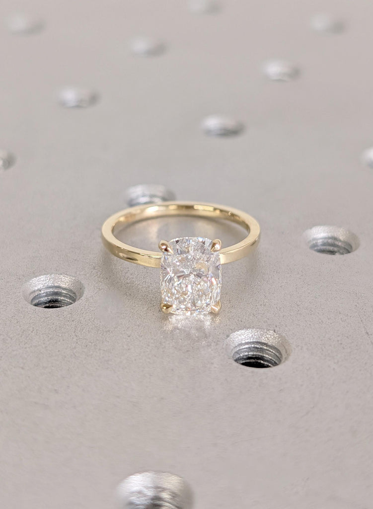 Moissanite Engagement Rings, Cushion Cut Moissanite Ring, 14K Yellow Gold Solitaire Wedding Ring, Rings For Woman, Statement Ring, Gold Ring image #11
