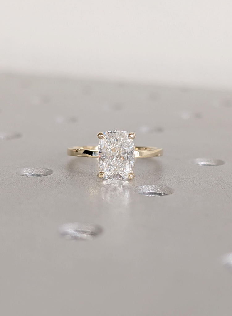 Moissanite Engagement Rings, Cushion Cut Moissanite Ring, 14K Yellow Gold Solitaire Wedding Ring, Rings For Woman, Statement Ring, Gold Ring image #2
