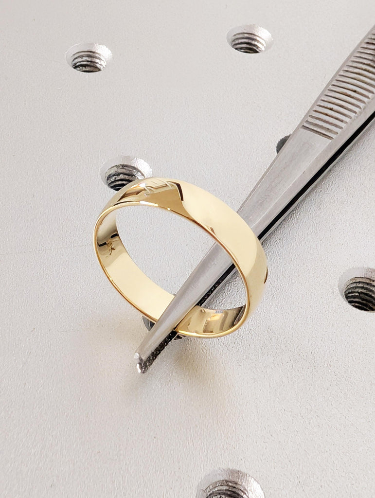 Classic Men's Wedding Bands, 14K Solid Yellow Gold Engagement Ring, Custom Gold Ring For Groom