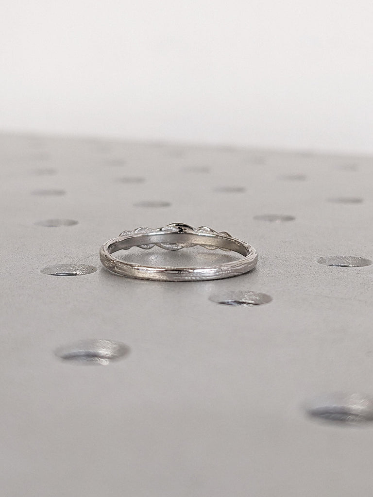 Platinum Lily Flower Wedding Ring, Nature Inspired Matching Band, Delicate Promise Ring, Everyday Stacking Ring image #6
