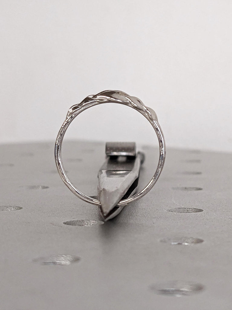 Platinum Lily Flower Wedding Ring, Nature Inspired Matching Band, Delicate Promise Ring, Everyday Stacking Ring image #8