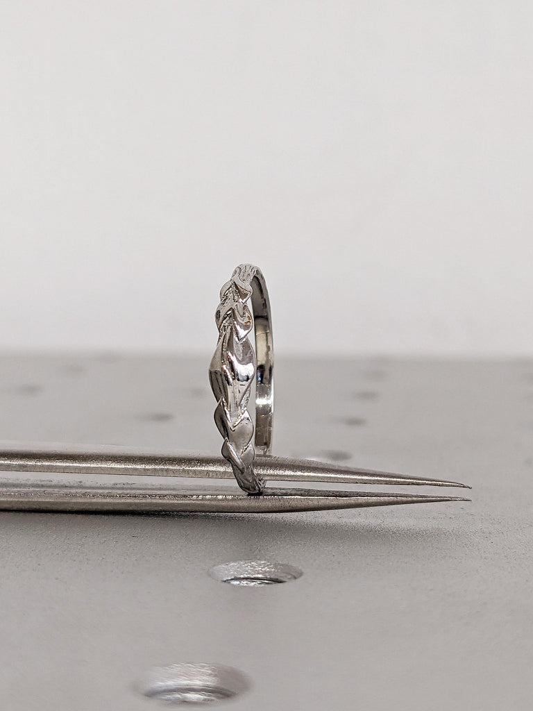 Platinum Lily Flower Wedding Ring, Nature Inspired Matching Band, Delicate Promise Ring, Everyday Stacking Ring image #3