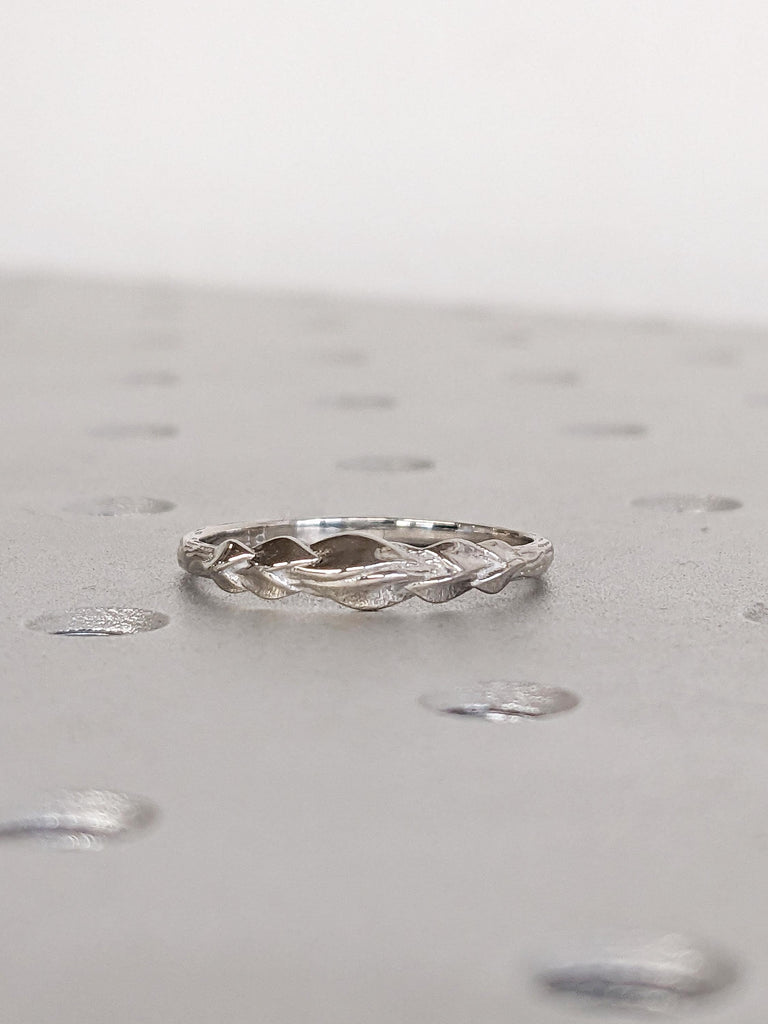 Platinum Lily Flower Wedding Ring, Nature Inspired Matching Band, Delicate Promise Ring, Everyday Stacking Ring image #2