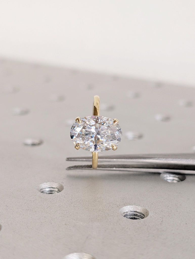 4 Carat Certified Lab Diamond Engagement Ring, 14K Solid Gold Wedding Ring, Hidden Halo Diamond Engagement Ring, Women Anniversary Ring image #6