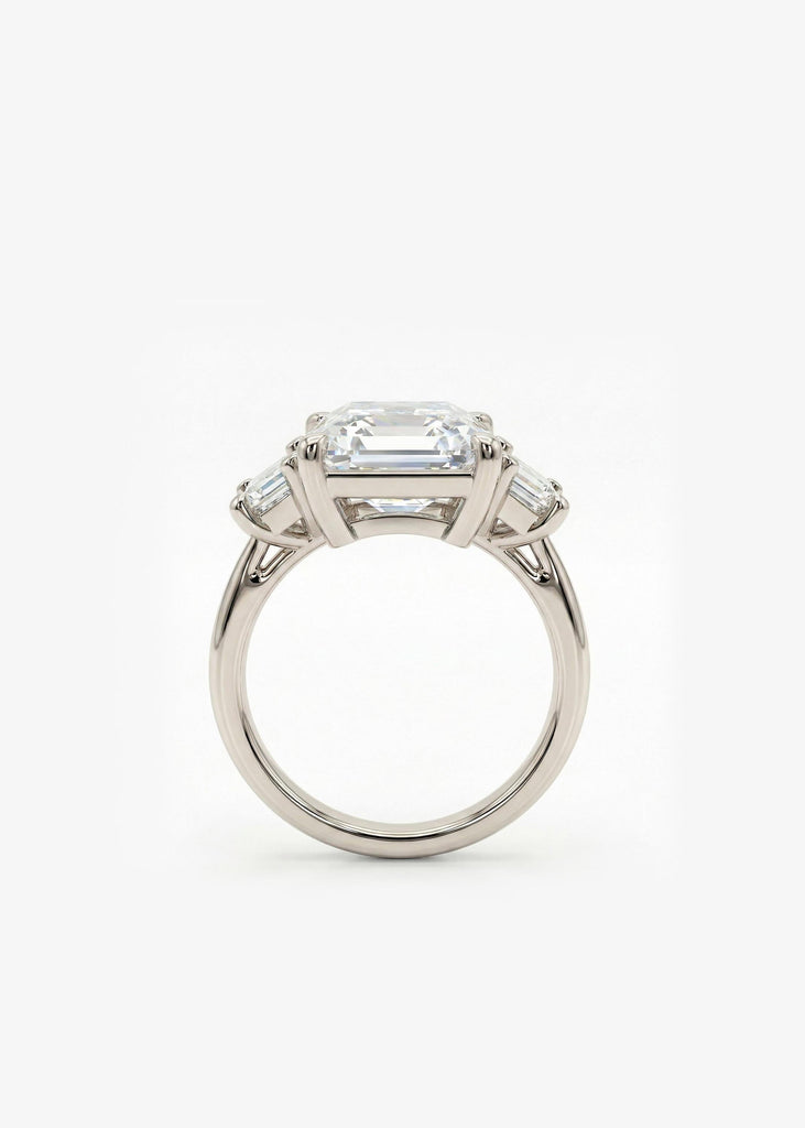 14k/18k Solid Gold Rings for Women: 5 Carat Moissanite, Radiant & Trapezoid cut, Talon Prong Setting image #4