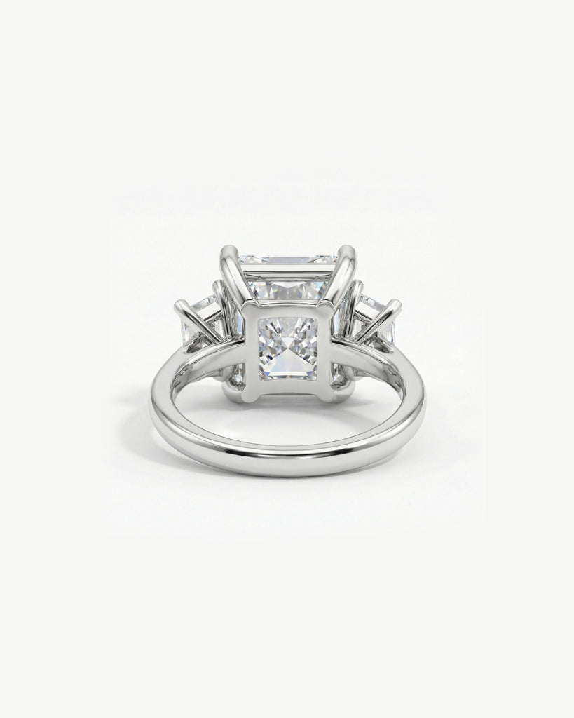 14k/18k Solid Gold Rings for Women: 5 Carat Moissanite, Radiant & Trapezoid cut, Talon Prong Setting image #6