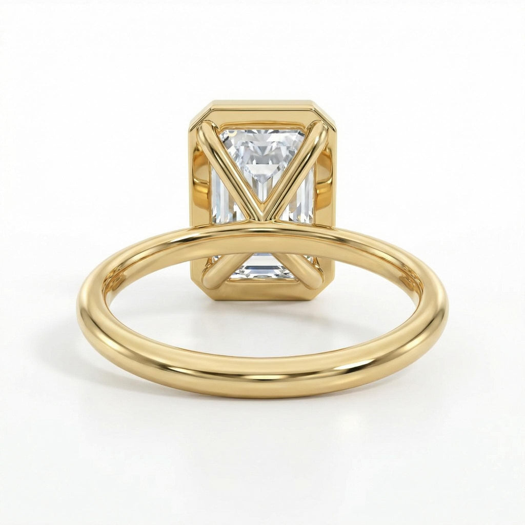 4CT Emerald Cut Moissanite Solitaire Ring | 14K Yellow Gold Engagement Ring | Bezel Setting Statement Ring | Gift For Her image #5