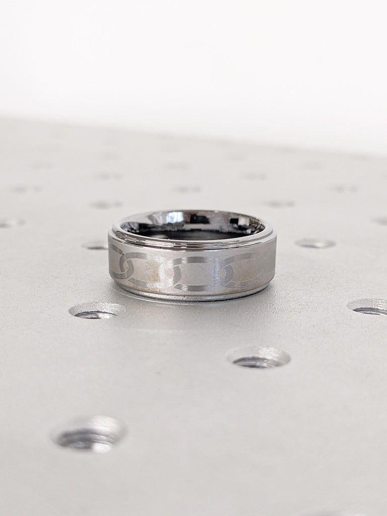 Tungsten Carbide Ring, 8mm Men's Wedding Band, Unique Celtic Ring for Him image #7