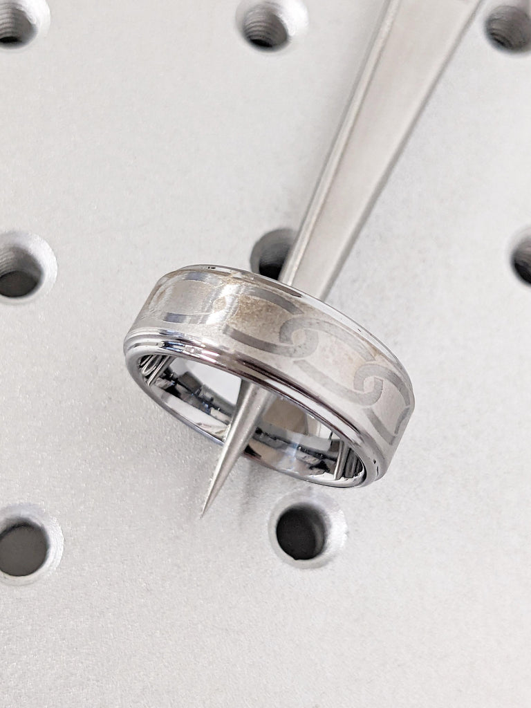 Tungsten Carbide Ring, 8mm Men's Wedding Band, Unique Celtic Ring for Him image #8