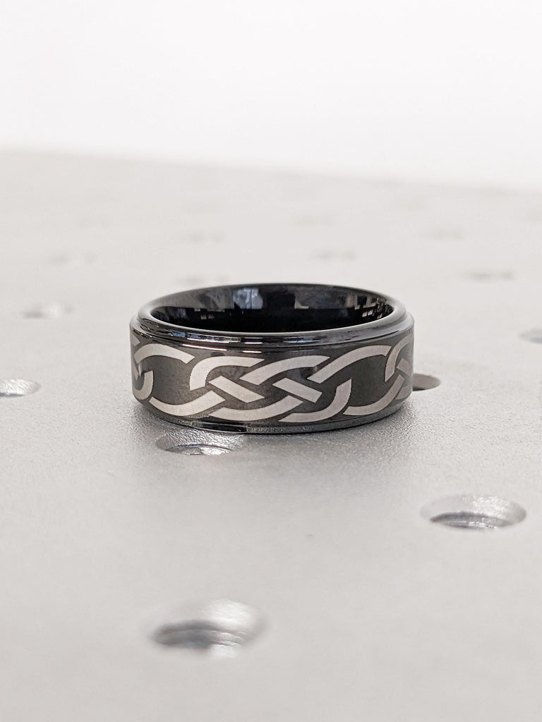 8mm Black Tungsten Ring Men