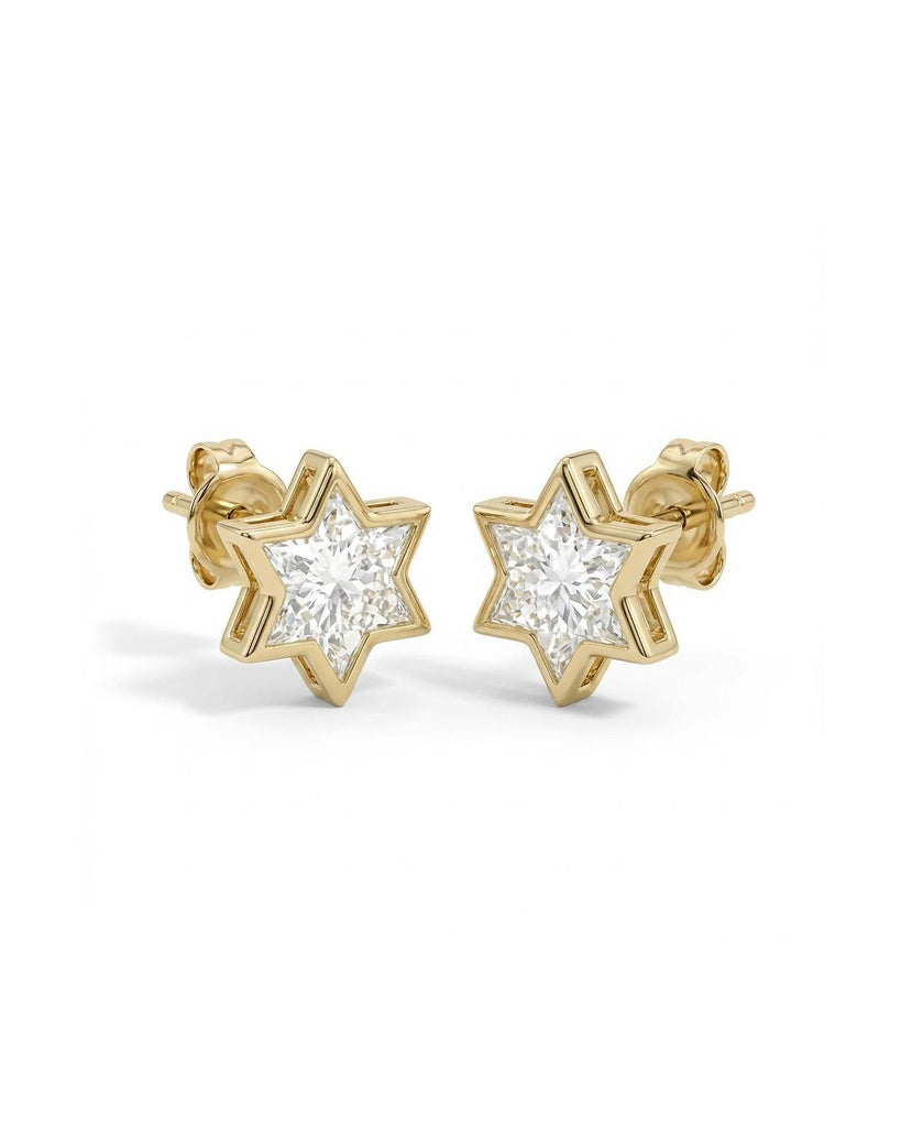 14k/18k Gold Diamond Star of David Earrings Studs | VS1 Lab Diamond Jewish Jewelry Star Stud Earrings | Gold Religious Women Earrings | Magen David Earrings
