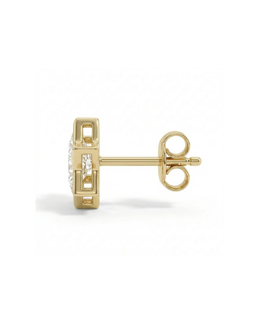 1.25ct Solitaire Studs Star Earrings: Certified Lab Created Diamond, Bezel set, Solid Gold or Platinum Push Back Studs image #4