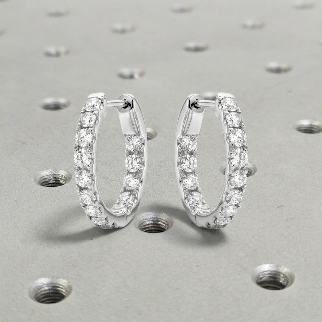 1 CTW Moissanite Hoop Earrings, Minimalist 14k Gold Inside Out Earrings image #2