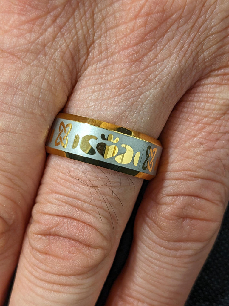 Yellow Gold Plated Tungsten Male Wedding Bands, 8MM Wide