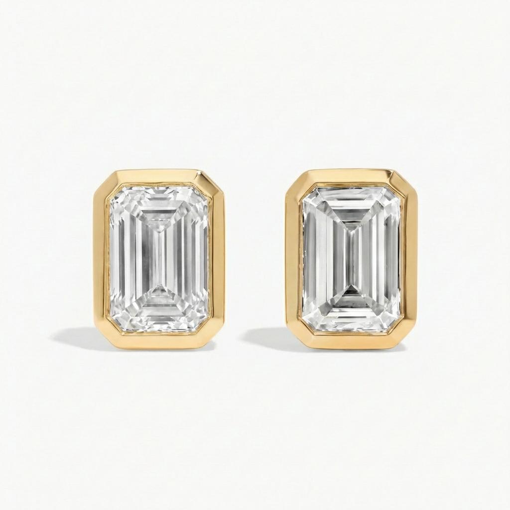 Emerald Cut Lab Grown Diamond Earrings