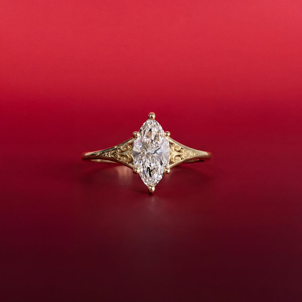 Gold Heirloom Lab Diamond Engagement Ring