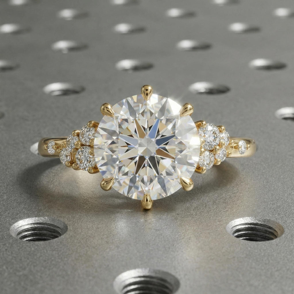 3CT Round Moissanite Snowdrift Ring | Gold Engagement Ring | Moissanite, Diamond Cluster Ring | Antique Art Deco Ring | Unique Wedding Ring