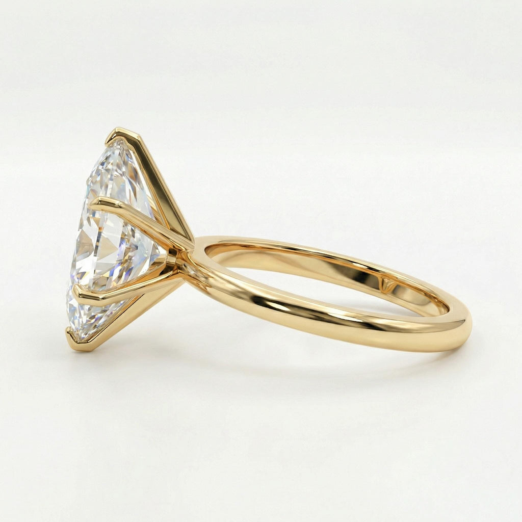 Marquise cut VVS Moissanite 3ct Engagement Ring | Solitaire Yellow Gold Wedding Anniversary Ring | Dainty Promise Rings for Her image #3