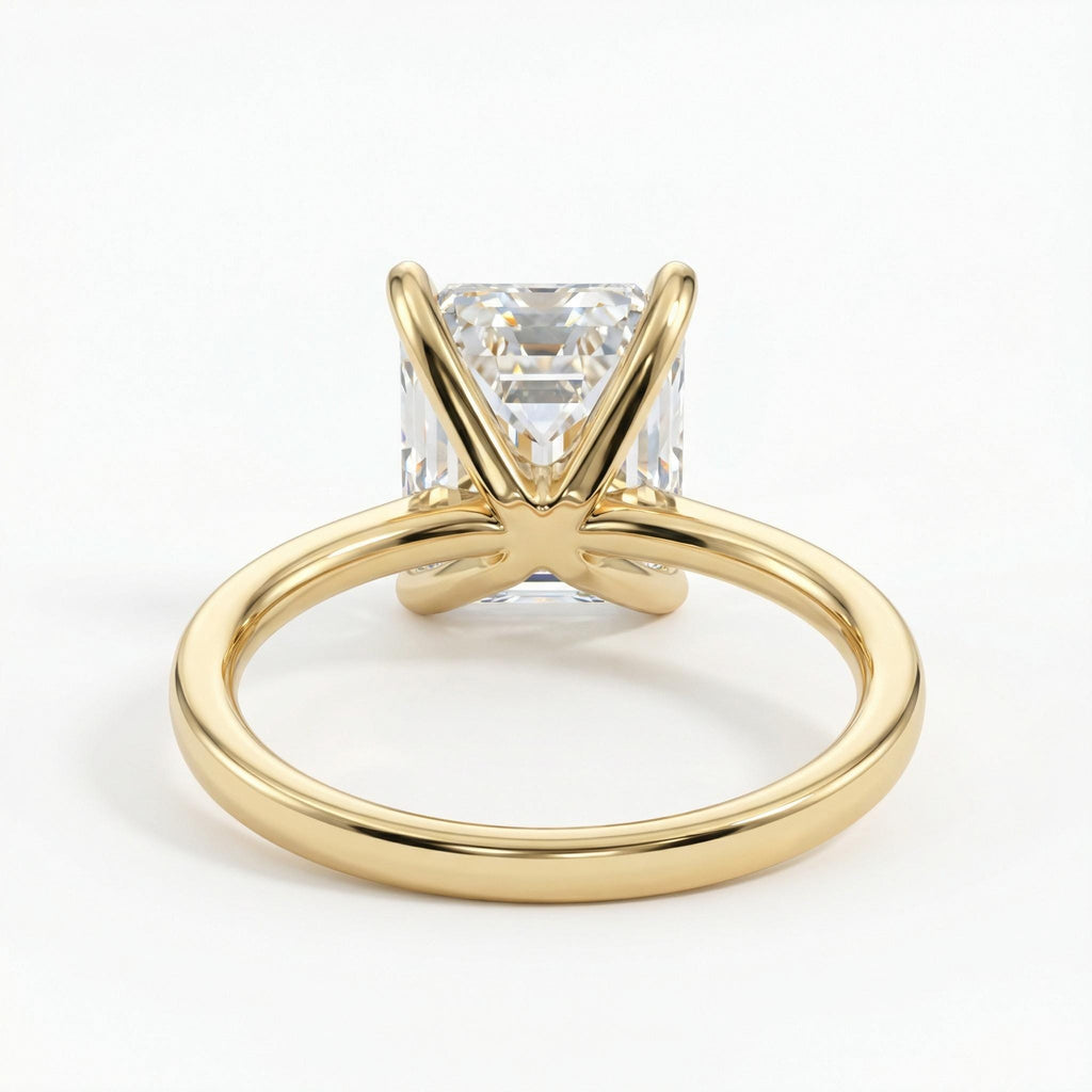 4 Carat Emerald Cut Moissanite Engagement Ring | 4 CT Emerald Cut Ring | Solid Gold 14k Moissanite Solitaire Ring | Anniversary Wedding Ring image #5