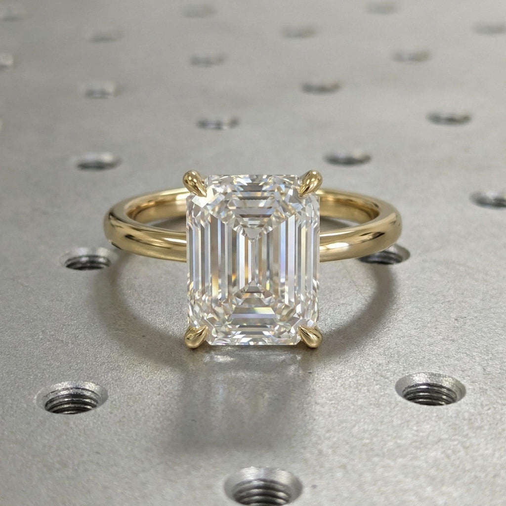 4 Carat Emerald Cut Lab Grown Diamond Engagement Ring, 4ct Emerald Cut Ring, IGI Certified Lab Diamond Solitaire Ring, 14k Gold Promise Ring image #6