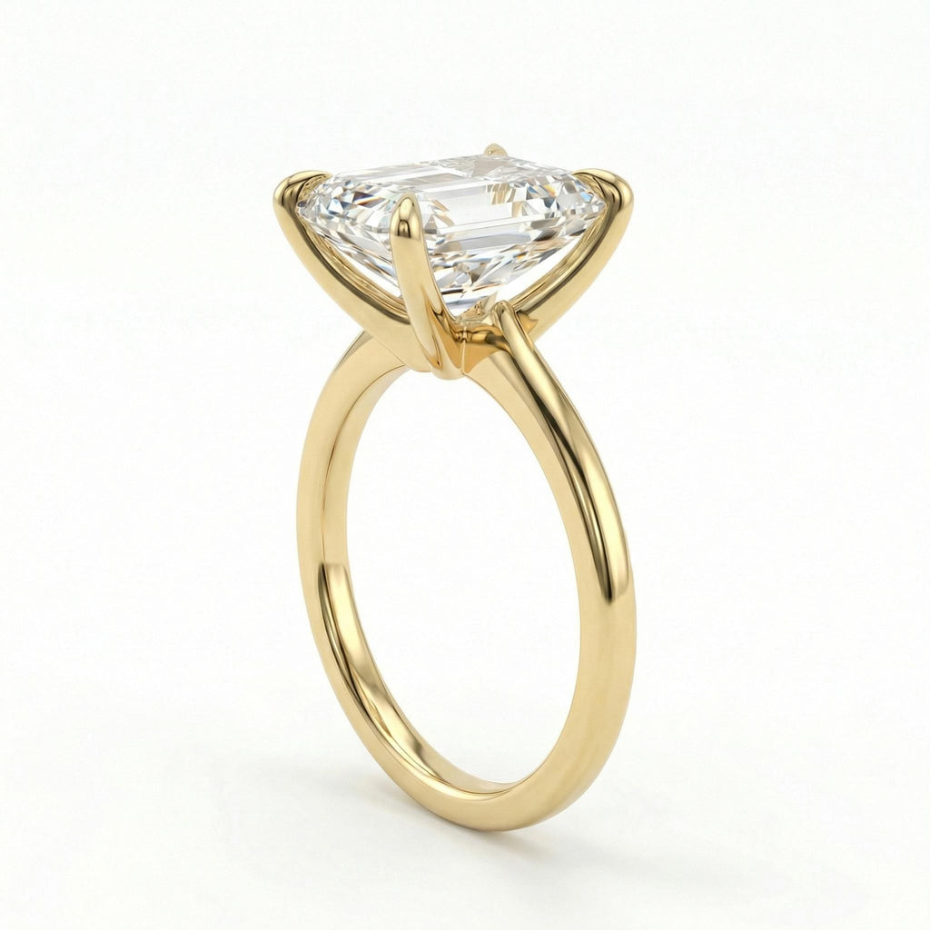 4 Carat Emerald Cut Lab Grown Diamond Engagement Ring, 4ct Emerald Cut Ring, IGI Certified Lab Diamond Solitaire Ring, 14k Gold Promise Ring image #5