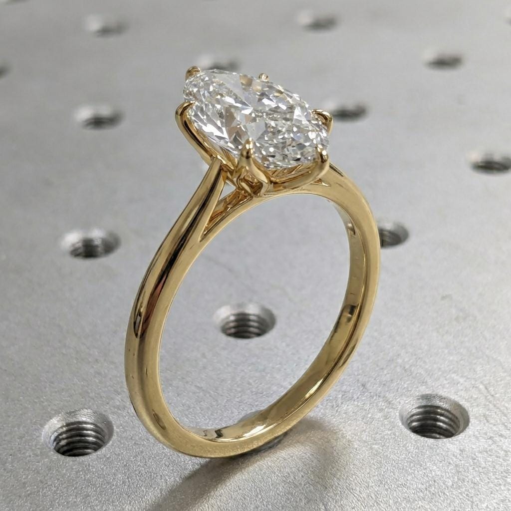 Marquise Engagement Ring, Tulip Set Moissanite Engagement Ring, Cathedral Setting Handmade Wedding Anniversary Ring, Affordable Ring for Her image #3