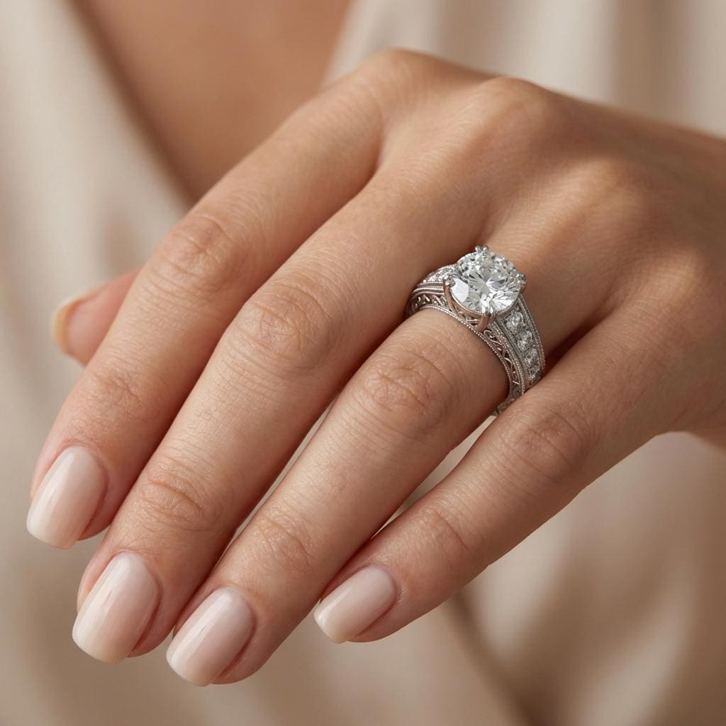 Vintage Silver Ring, Moissanite Engagement Ring in 925 Sterling Silver, Art Deco Engagement Ring, Antique Filigree Ring, Silver Promise Ring image #3