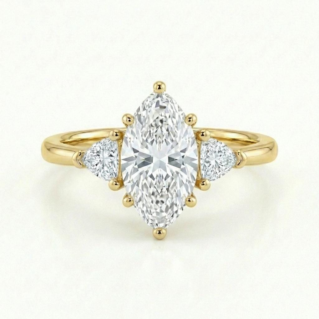 Moissanite Three Stone Engagement Ring