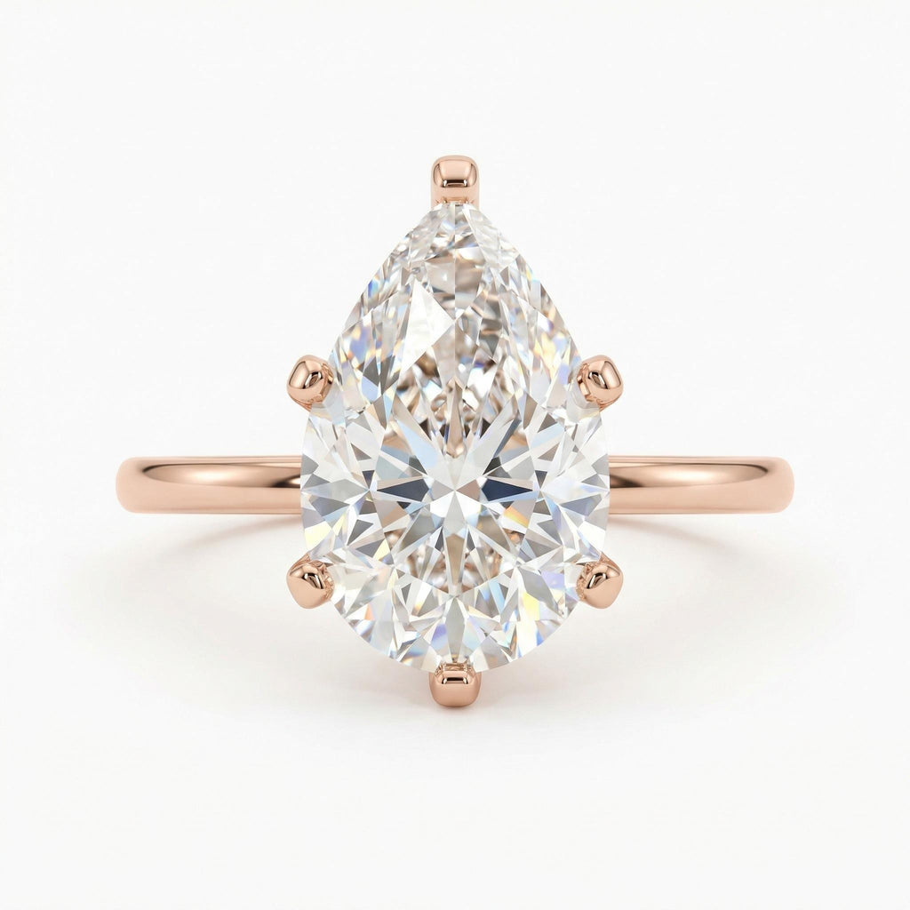 3ct Pear cut Lab Diamond Engagement Ring: 14k Solid Rose Gold Solitaire image #3