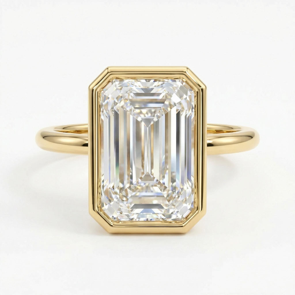 14K Yellow Gold Certified 4ct Lab Diamond Engagement Ring | Bezel set Statement Wedding Ring | Anniversary Gift For Her