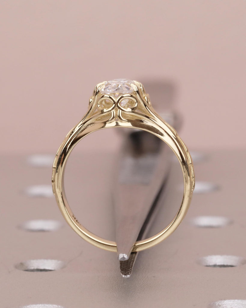 1 Carat Oval Engagement Ring, 14k Solid Gold Lab Diamond Ring, Filigree Solitaire Rings image #4
