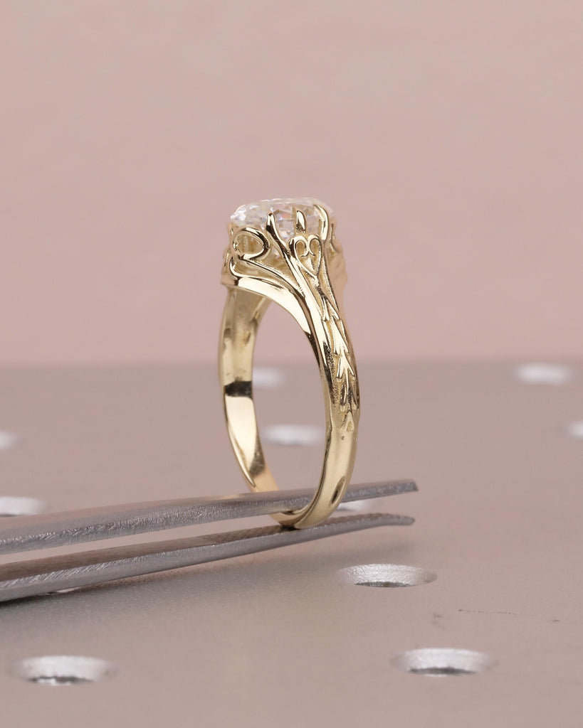 1 Carat Oval Engagement Ring, 14k Solid Gold Lab Diamond Ring, Filigree Solitaire Rings image #6