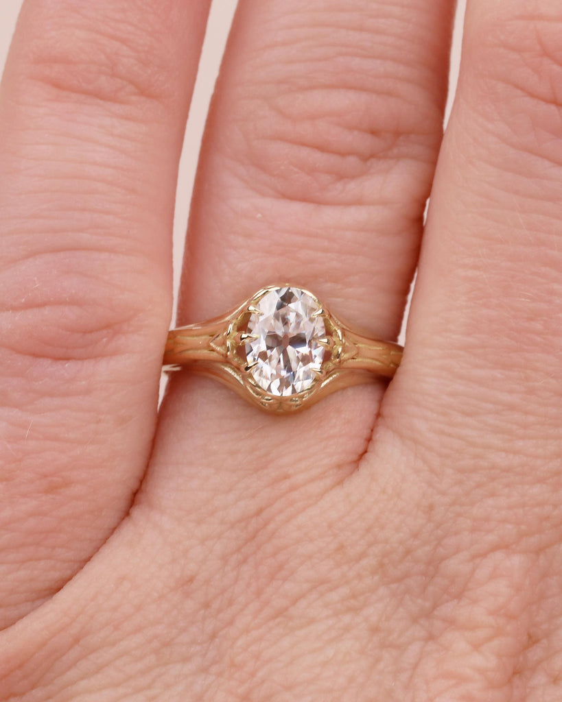 1 Carat Oval Engagement Ring, 14k Solid Gold Lab Diamond Ring, Filigree Solitaire Rings image #13