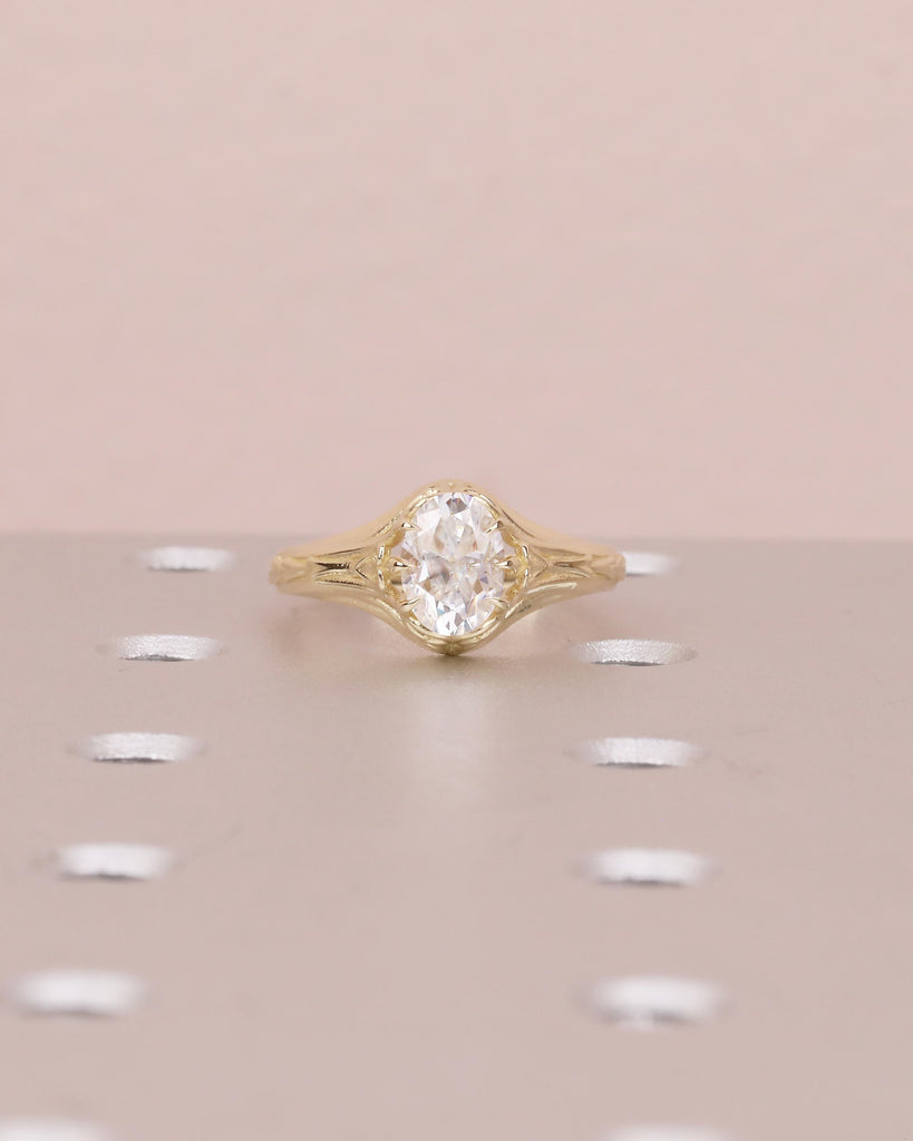 1 Carat Oval Engagement Ring, 14k Solid Gold Lab Diamond Ring, Filigree Solitaire Rings image #15