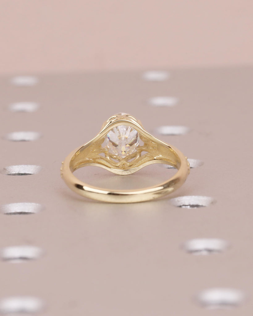 1 Carat Oval Engagement Ring, 14k Solid Gold Lab Diamond Ring, Filigree Solitaire Rings image #5