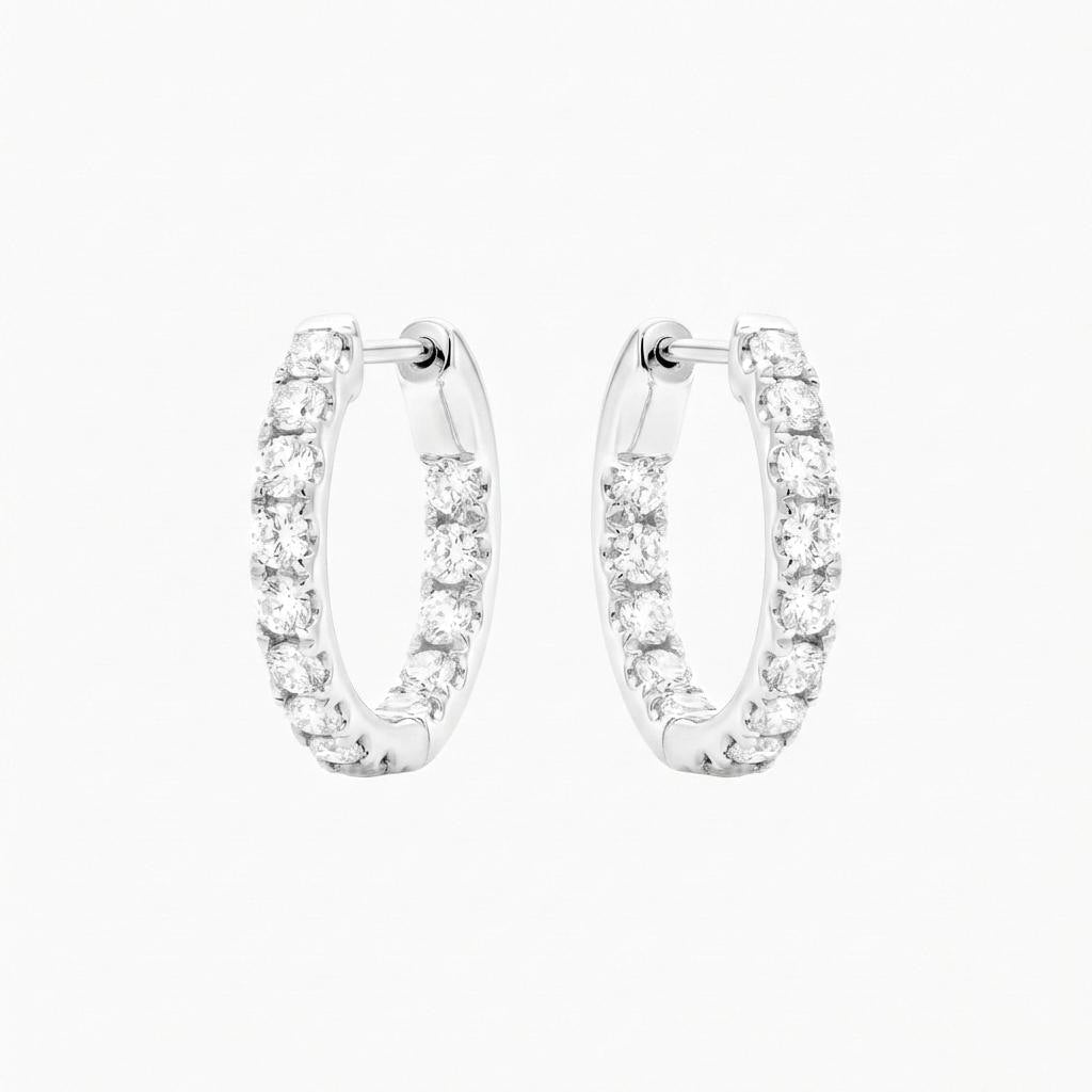 1 CTW Moissanite Hoop Earrings, Minimalist 14k Gold Inside Out Earrings image #3