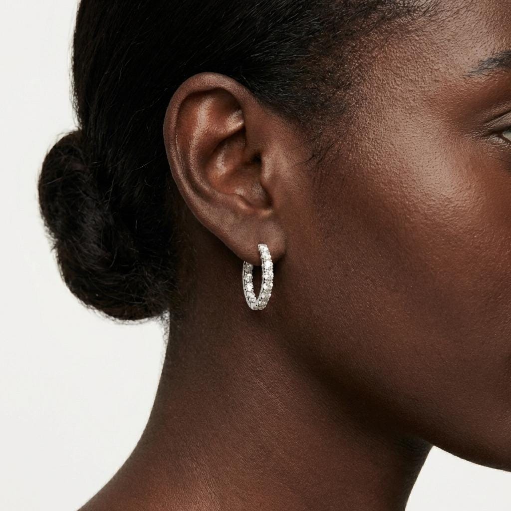 1 CTW Moissanite Hoop Earrings, Minimalist 14k Gold Inside Out Earrings image #4
