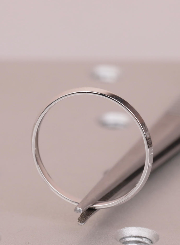 18K White Gold Knife Edge Wedding Band, Dainty Stacking Ring, Minimalist Bridal Band image #7