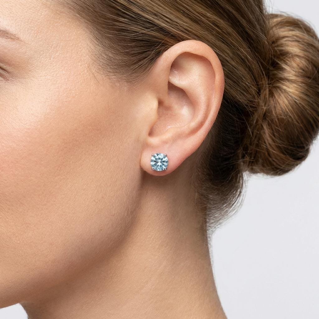 Aquamarine Stud Earrings | Blue Earrings Gold | Dainty Gemstone Earrings | March Birthstone image #3