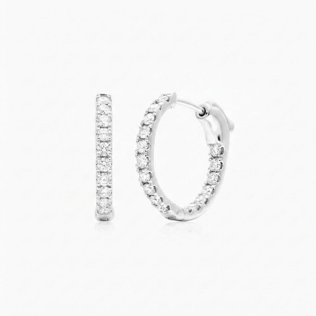 Round Lab Grown Diamond Huggie Hoop Earrings: 0.5ctw, Inside Out Design, 14k Solid Gold or Platinum image #1
