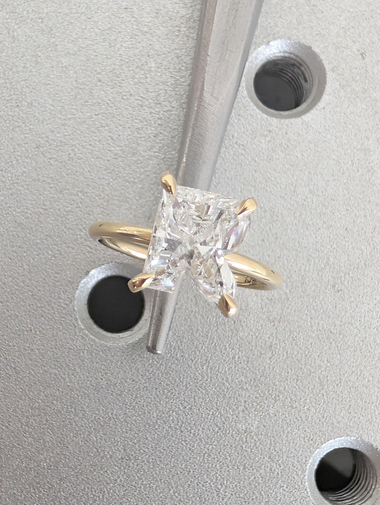 R-Shaped CVD Diamond Engagement Ring | Alphabet Letter R Diamond Ring | 14k 18k Solid Gold Initial Ring | Initial Pinky Ring image #8