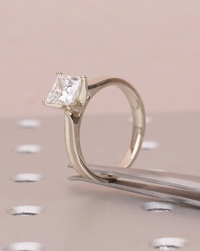 Princess Cut Moissanite Ring in 14k White Gold